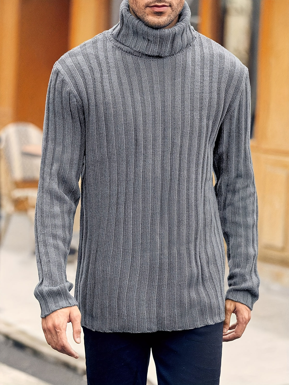 LAURENT MONACO | PULL À COL ROULEAU EN MAILLE COULISSÉE POUR HOMMES
