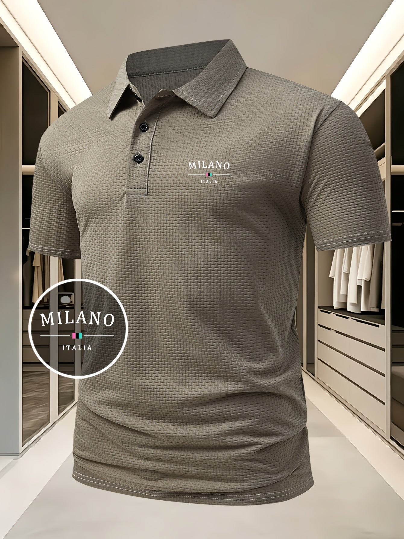 LAURENT MONACO | POLO EN MAILLE GÉOMÉTRIQUE POUR HOMMES
