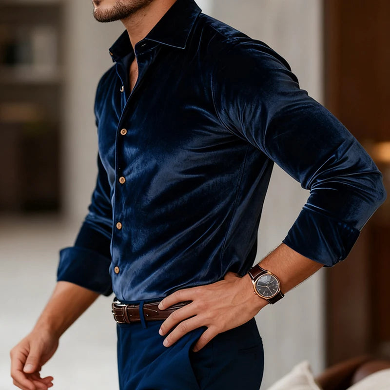 LAURENT MONACO | CHEMISE CLASSIQUE EN VELOURS POUR HOMMES