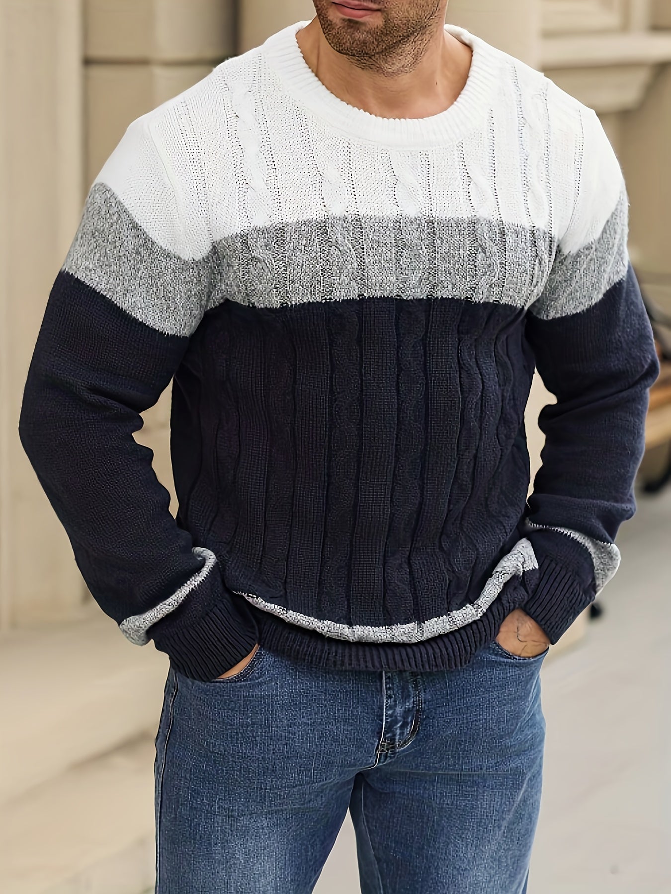 LAURENT MONACO | PULL EN MAILLE À BLOCS DE COULEURS POUR HOMMES