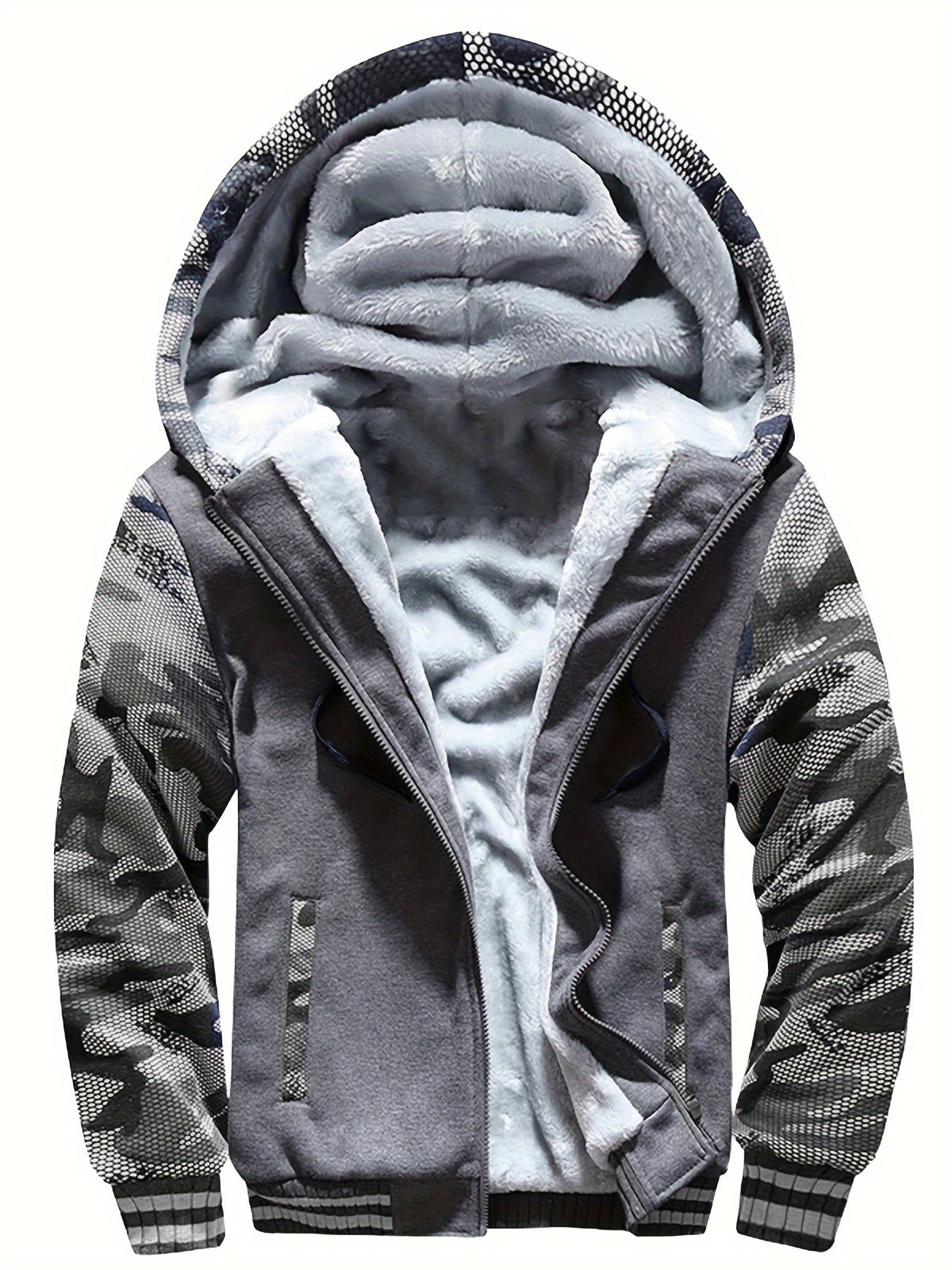 LAURENT MONACO | PULL À CAPUCHE ET FERMETURE ÉCLAIR MOTIF CAMOUFLAGE POUR HOMMES