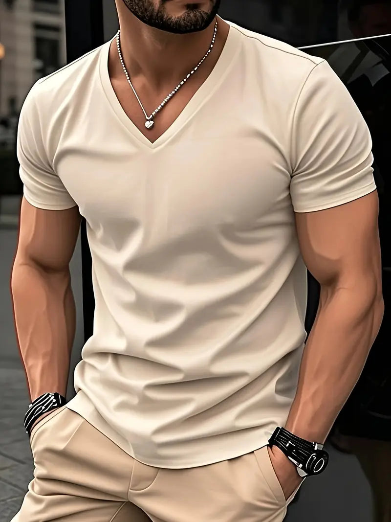 LAURENT MONACO | T-SHIRT À COL EN V POUR HOMMES