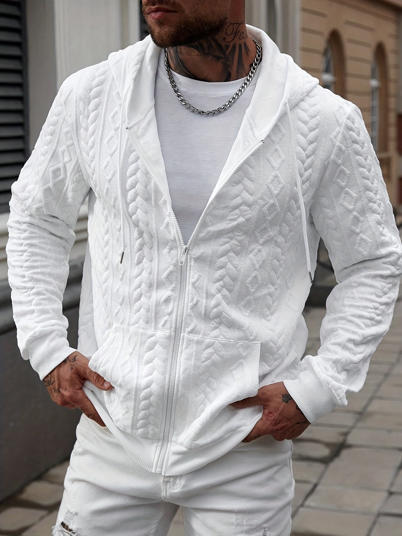 LAURENT MONACO | SWEAT À CAPUCHE EN MAILLE GÉOMÉTRIQUE POUR HOMMES