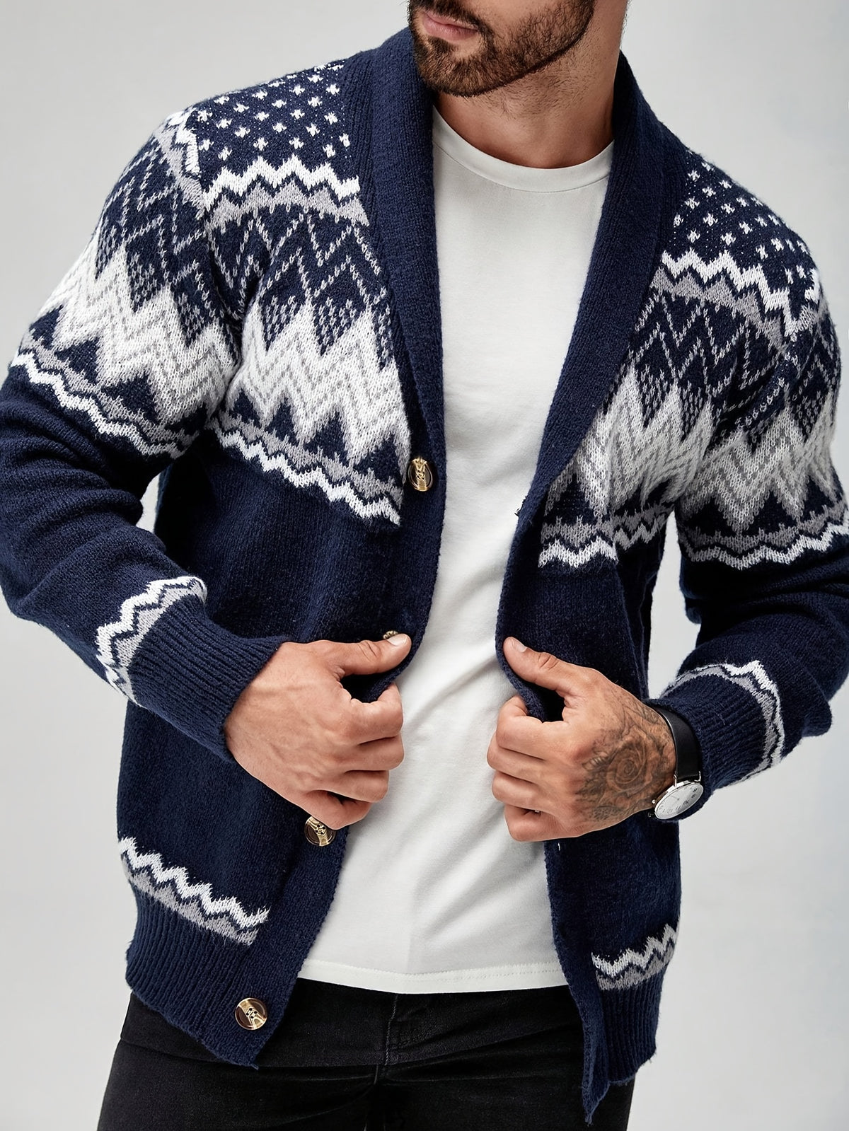 LAURENT MONACO | VESTE EN MAILLE GÉOMÉTRIQUE POUR HOMMES