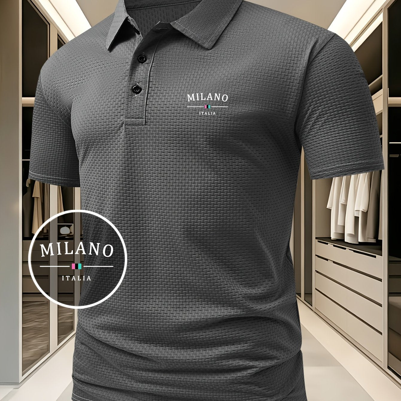 LAURENT MONACO | POLO EN MAILLE GÉOMÉTRIQUE POUR HOMMES