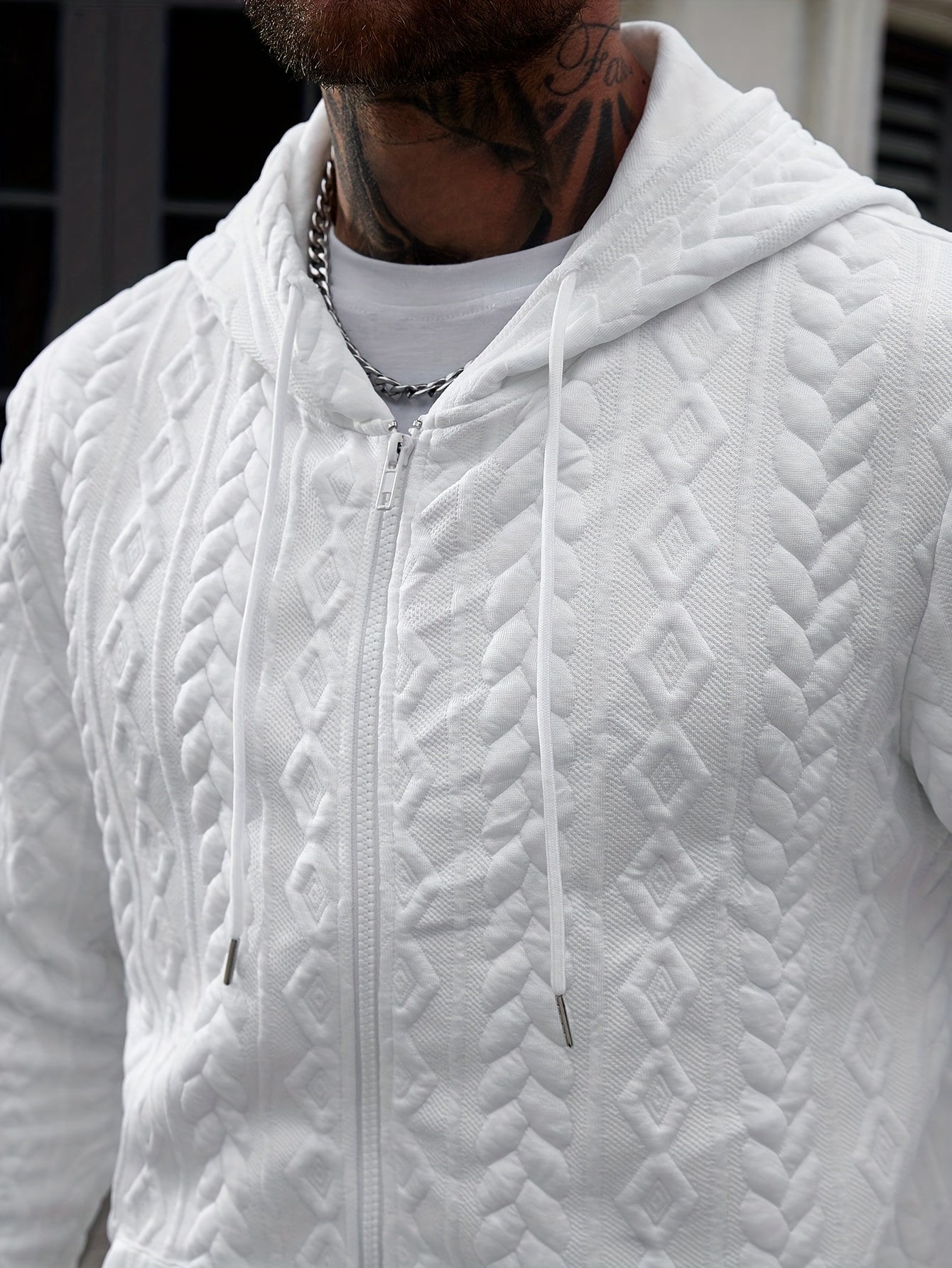 LAURENT MONACO | SWEAT À CAPUCHE EN MAILLE GÉOMÉTRIQUE POUR HOMMES