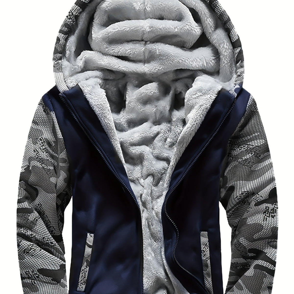 LAURENT MONACO | PULL À CAPUCHE ET FERMETURE ÉCLAIR MOTIF CAMOUFLAGE POUR HOMMES