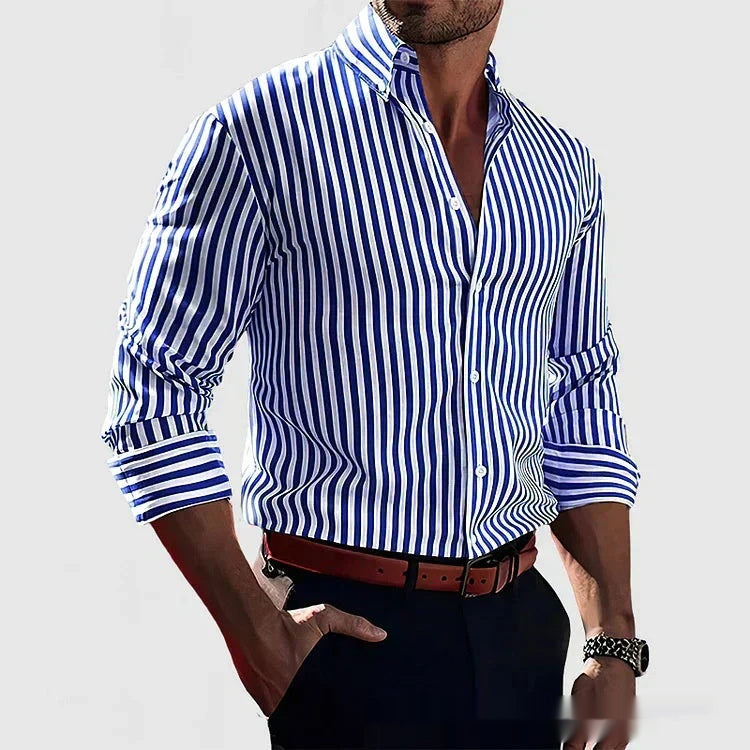 LAURENT MONACO | CHEMISE STRETCH À RAYURES POUR HOMMES