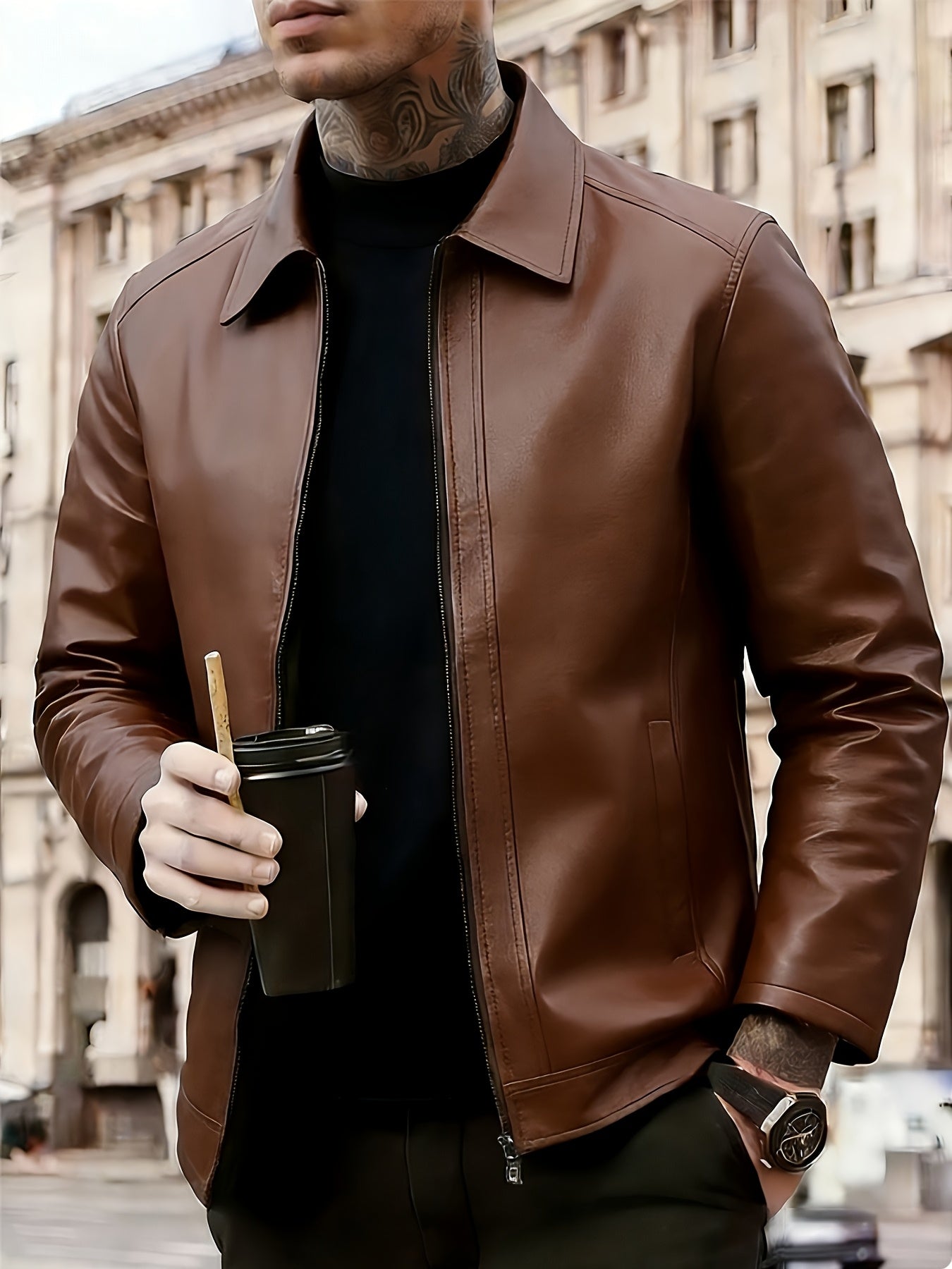 LAURENT MONACO | VESTE EN CUIR CLASSIQUE POUR HOMMES