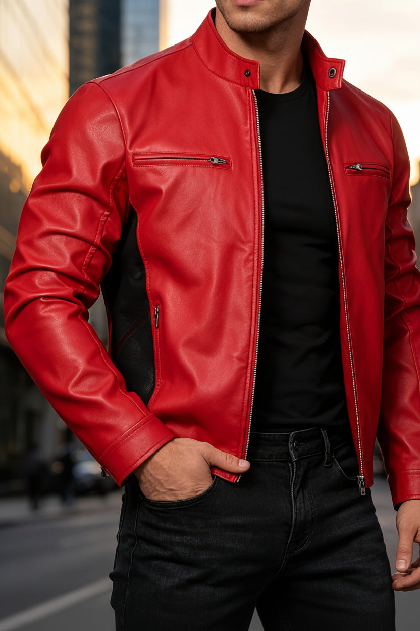 LAURENT MONACO | VESTE EN PU À FERMETURE ÉCLAIR POUR HOMMES