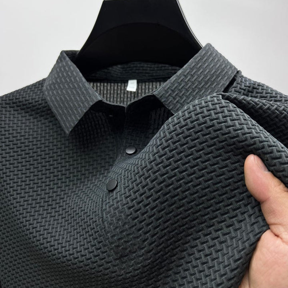 LAURENT MONACO | POLO TEXTURÉ À MANCHES COURTES POUR HOMME