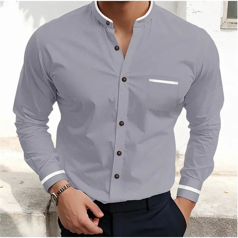 LAURENT MONACO | CHEMISE GRAND-PÈRE À CONTRASTES POUR HOMMES