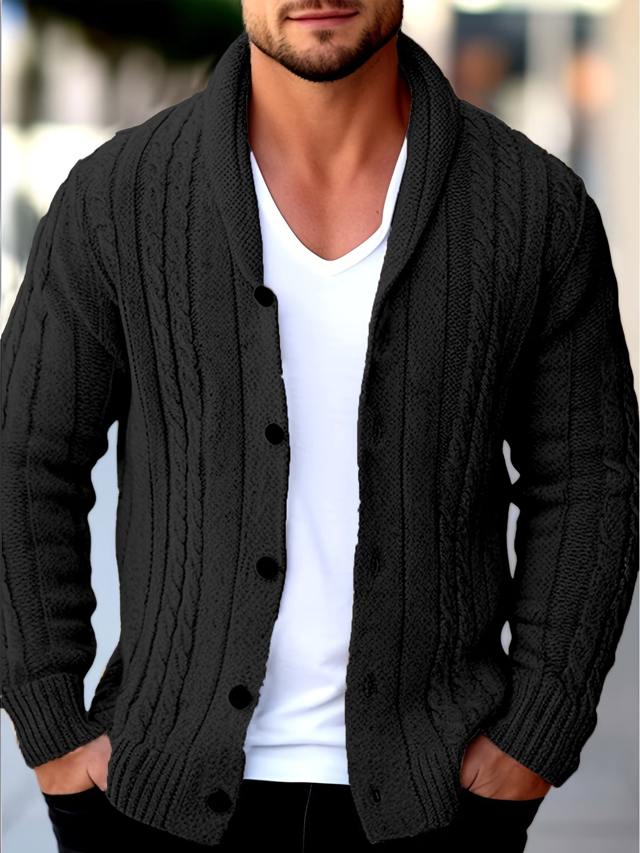 LAURENT MONACO | CARDIGAN EN MAILLE TEXTURÉE POUR HOMMES