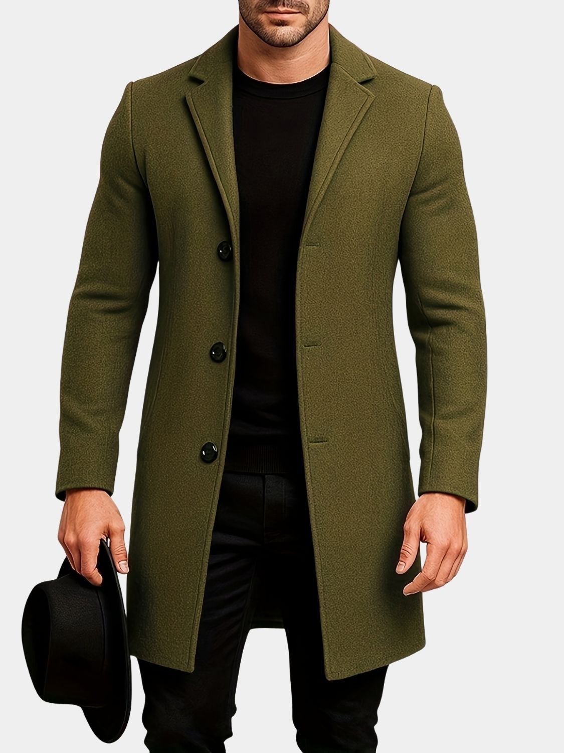 LAURENT MONACO | MANTEAU CLASSIQUE À BOUTONS POUR HOMMES