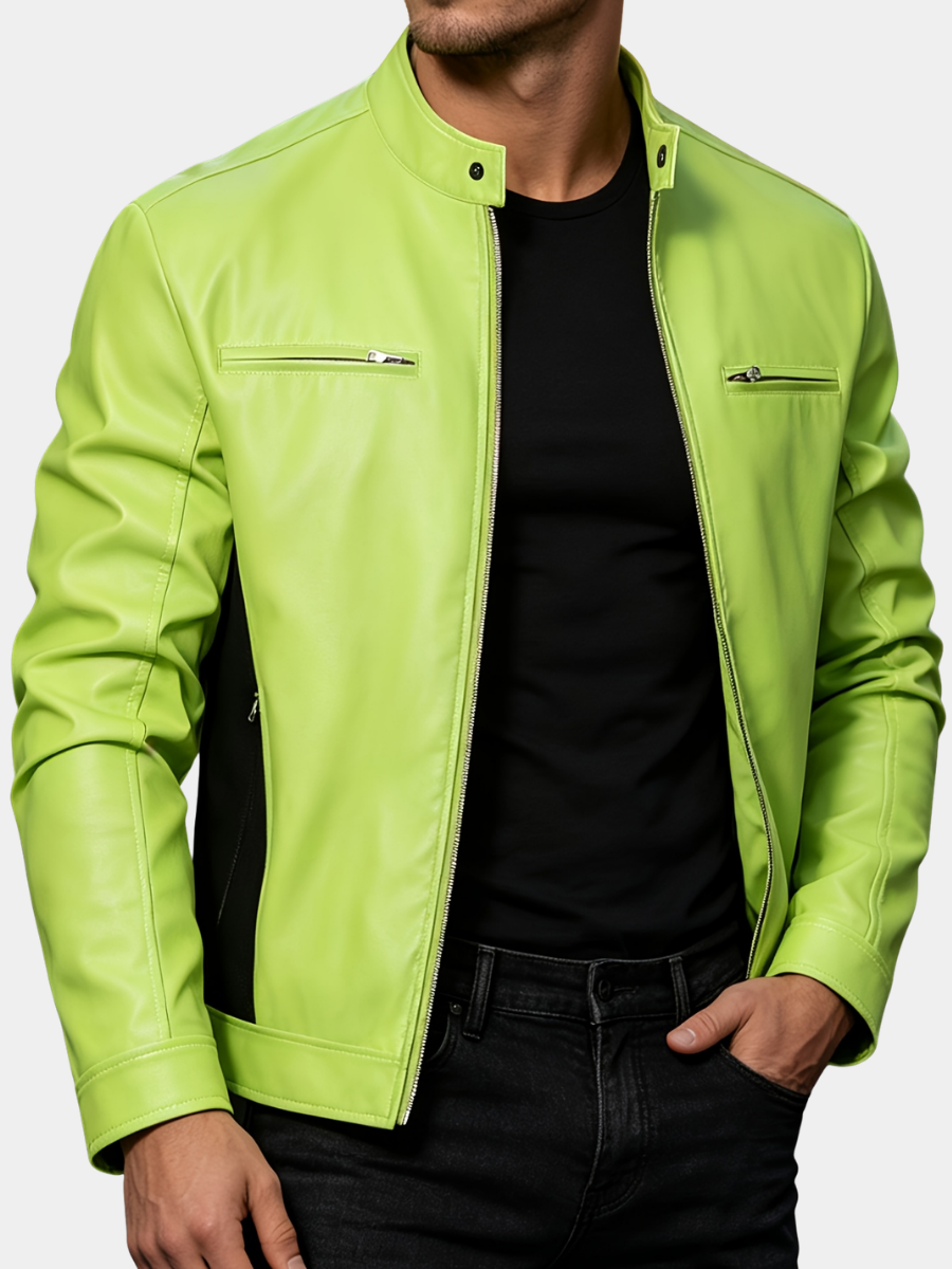 LAURENT MONACO | VESTE EN PU À FERMETURE ÉCLAIR POUR HOMMES