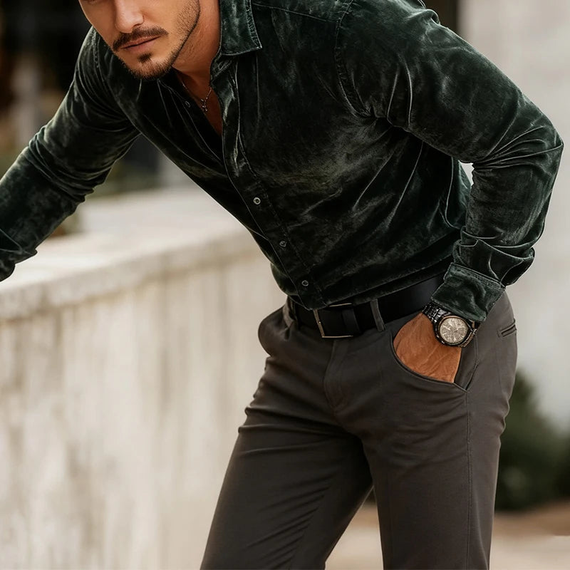 LAURENT MONACO | CHEMISE CLASSIQUE EN VELOURS POUR HOMMES