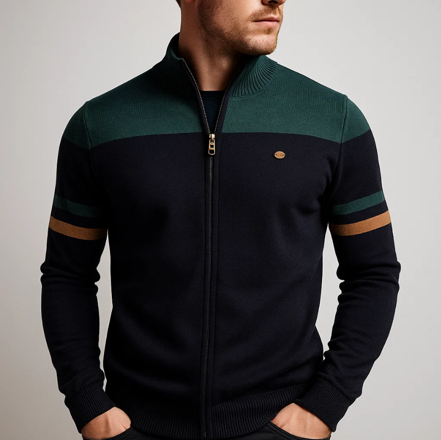 LAURENT MONACO | SWEAT COLORBLOCK AVEC ZIP POUR HOMME