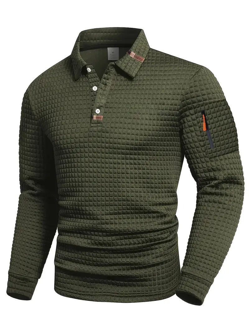 LAURENT MONACO | POLO À MANCHES LONGUES EN TISSU GAUFFRÉ POUR HOMMES