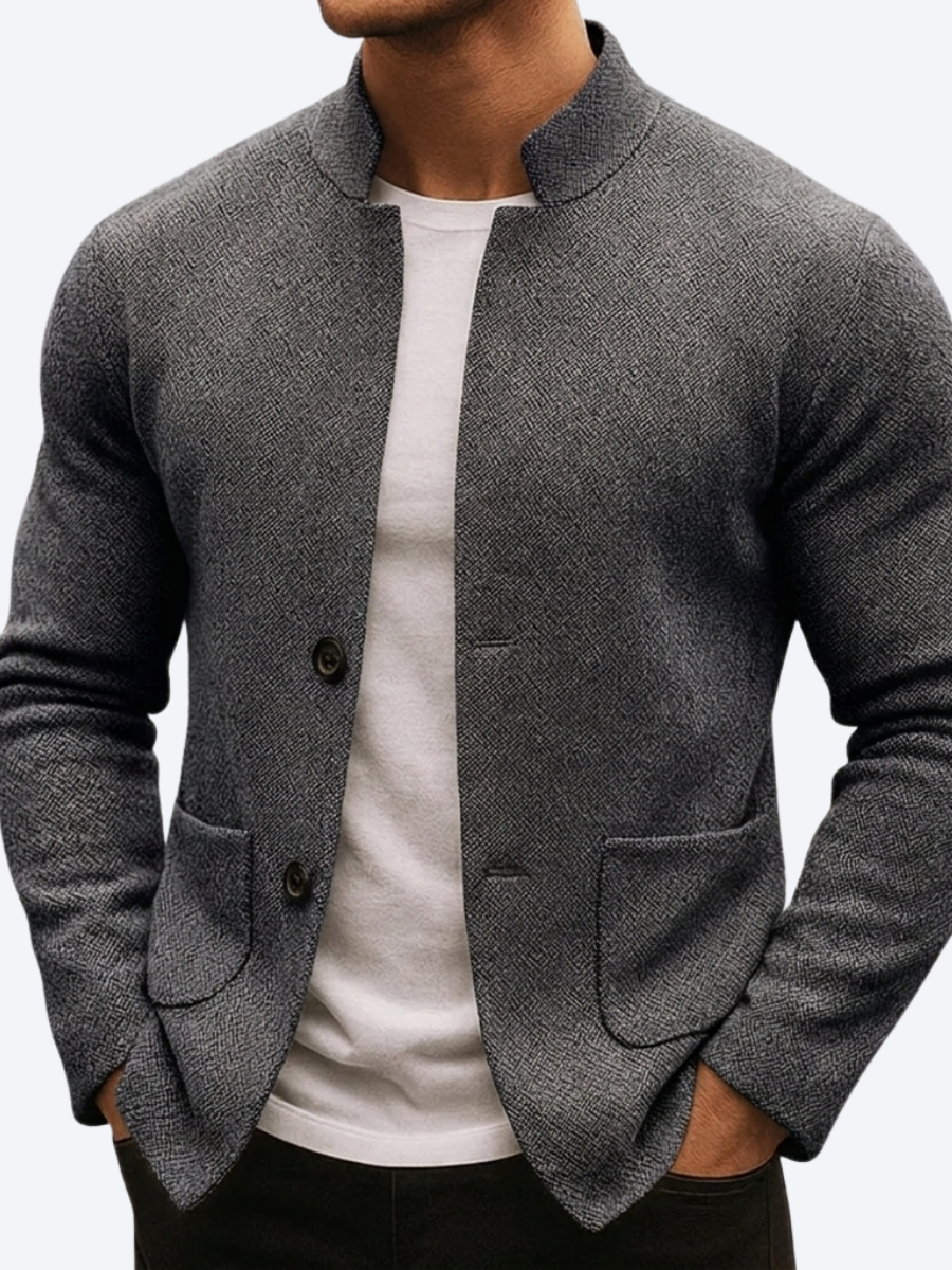 LAURENT MONACO | VESTE EN MAILLE TEXTURÉE AVEC BOUTONS POUR HOMMES