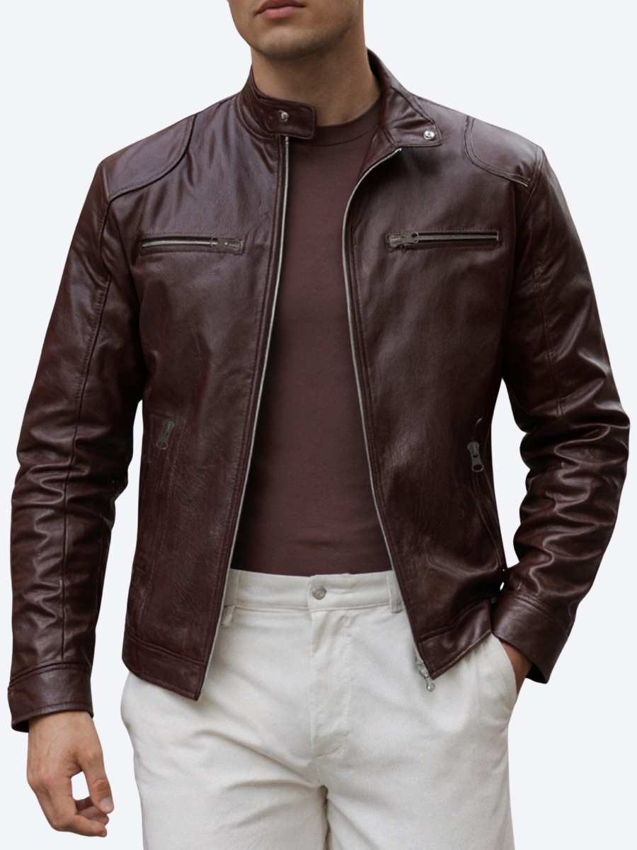 LAURENT MONACO | VESTE À COL DRAIT ET FERMETURE ÉCLAIR POUR HOMMES