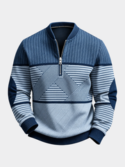 LAURENT MONACO | PULL À DEMI-FERMETURE ÉCLAIR À MOTIFS GÉOMÉTRIQUES POUR HOMMES