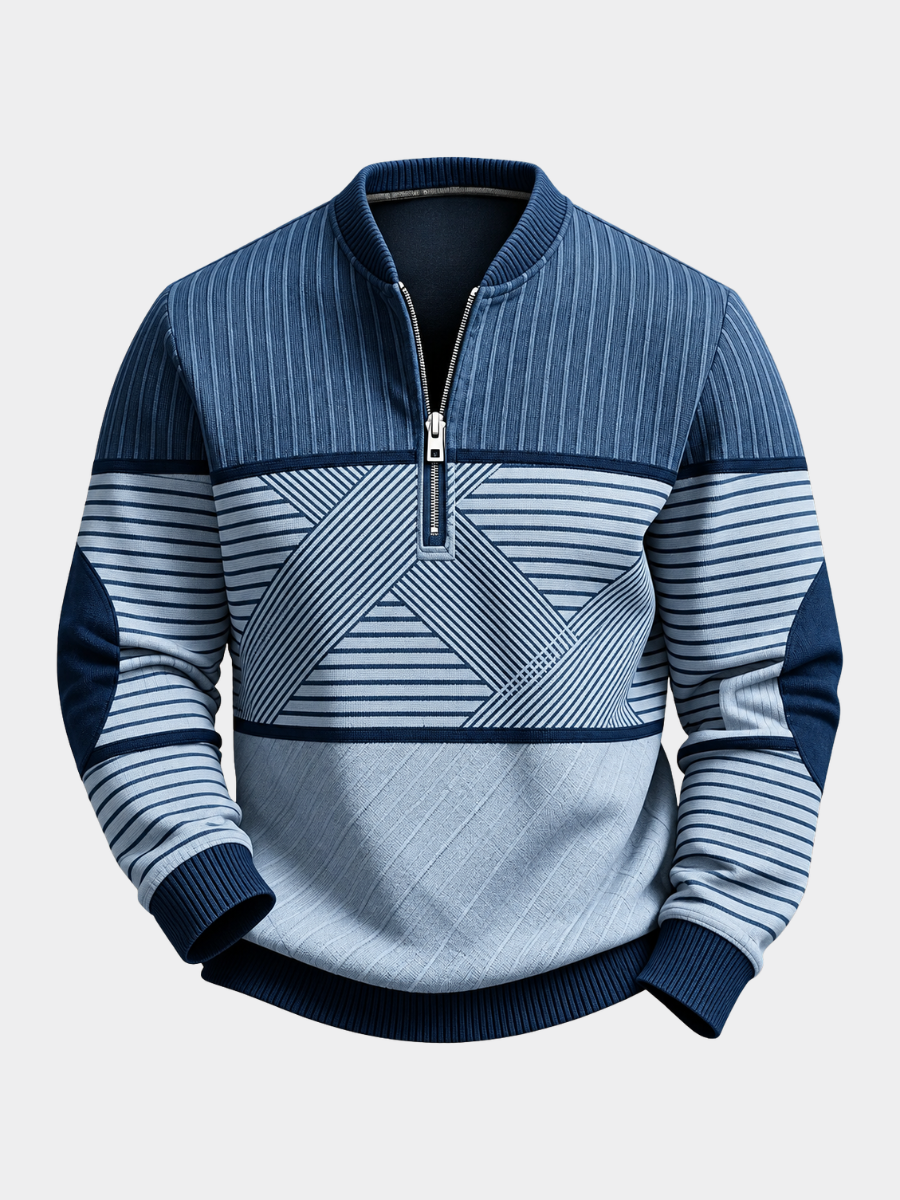 LAURENT MONACO | PULL À DEMI-FERMETURE ÉCLAIR À MOTIFS GÉOMÉTRIQUES POUR HOMMES