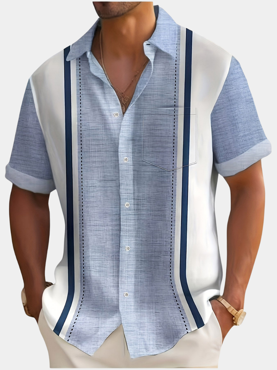 LAURENT MONACO | CHEMISE À RAYURES TEXTURÉE POUR HOMMES
