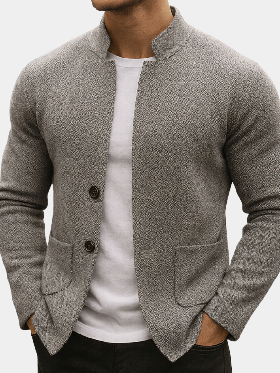 LAURENT MONACO | GILET À COL MANDARIN EN MAILLE POUR HOMMES