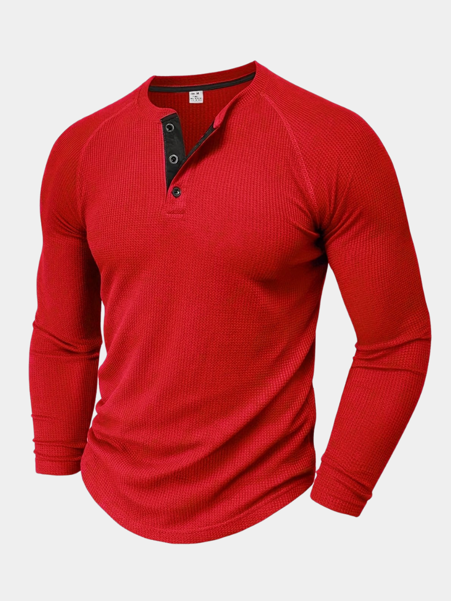 LAURENT MONACO | T-SHIRT HENLEY TEXTURÉ POUR HOMMES