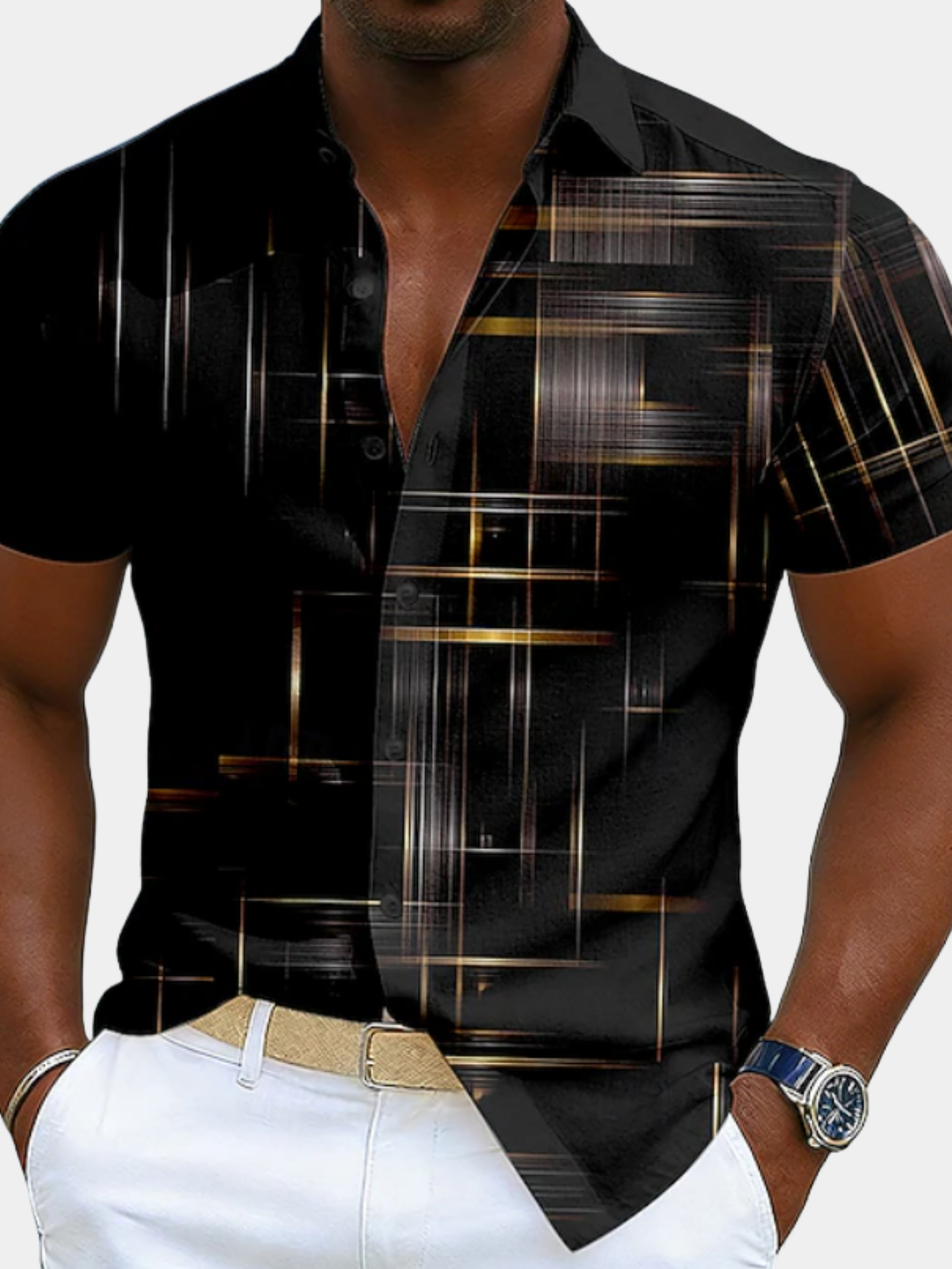 LAURENT MONACO | CHEMISE CASUAL À RAYURES POUR HOMMES
