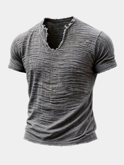 LAURENT MONACO | T-SHIRT À COL EN V DÉLAVÉ POUR HOMMES