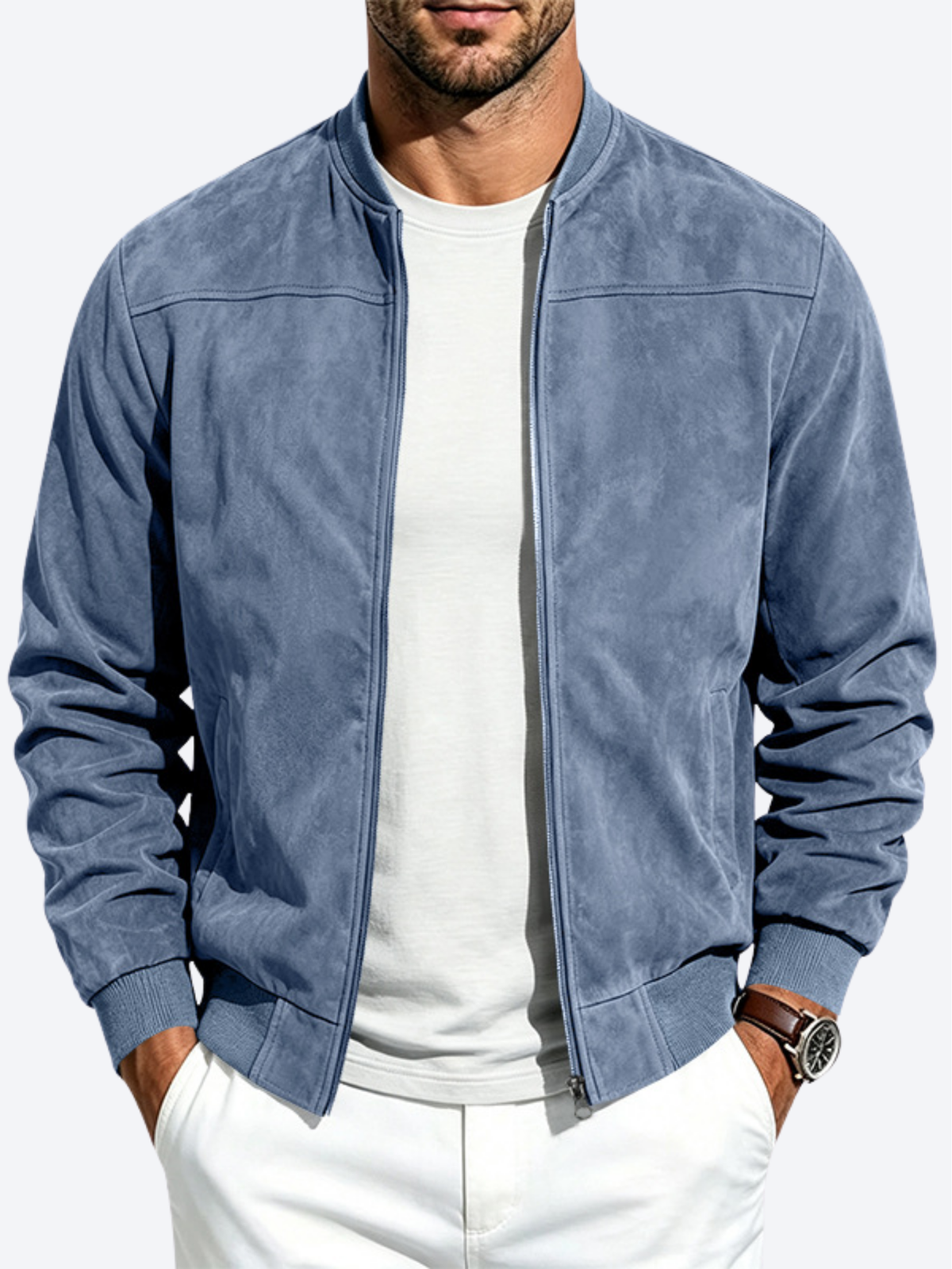 LAURENT MONACO | VESTE BOMBER À FERMETURE ÉCLAIR POUR HOMMES