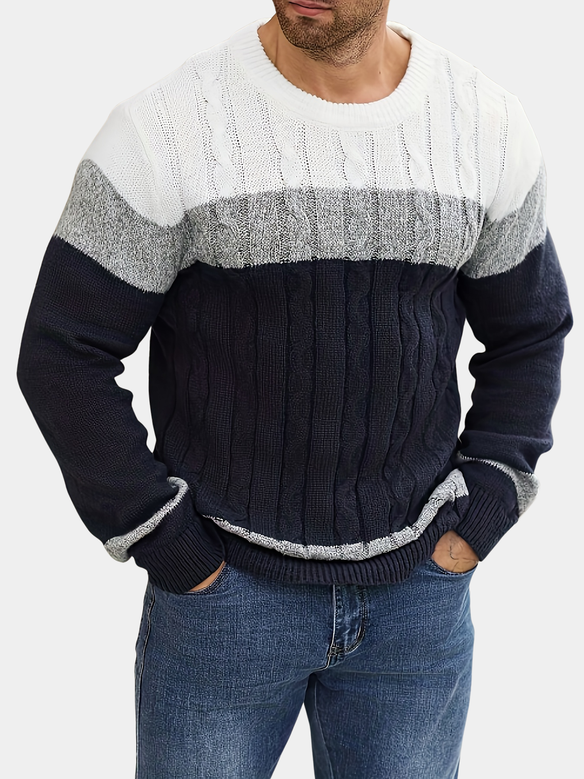 LAURENT MONACO | PULL EN MAILLE À BLOCS DE COULEURS POUR HOMMES