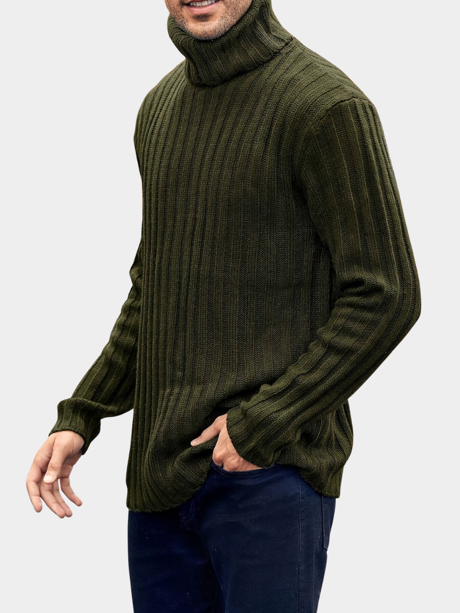 LAURENT MONACO | PULL À COL ROULEAU EN MAILLE COULISSÉE POUR HOMMES