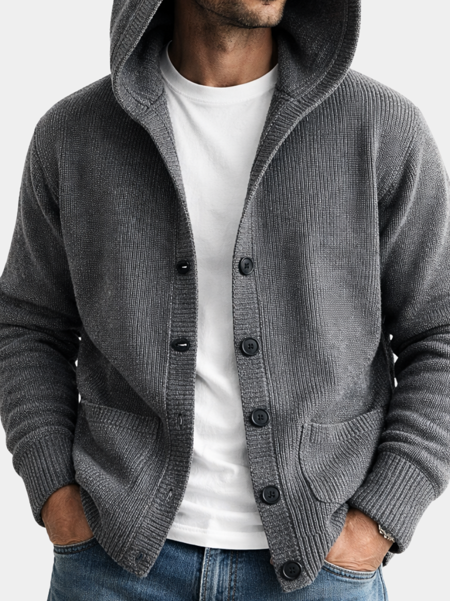 LAURENT MONACO | CARDIGAN À CAPUCHE EN MAILLE POUR HOMMES