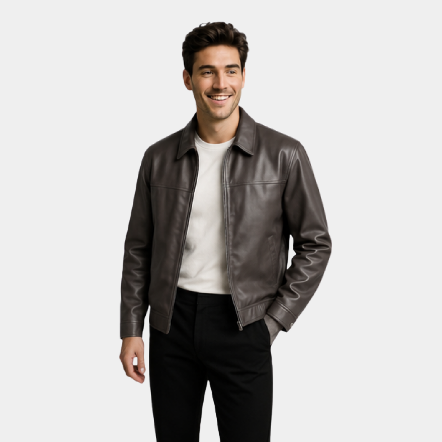 LAURENT MONACO | MANTEAU EN CUIR SYNTHÉTIQUE STRUCTURÉ POUR HOMMES