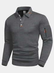 LAURENT MONACO | POLO À MANCHES LONGUES EN TISSU GAUFFRÉ POUR HOMMES