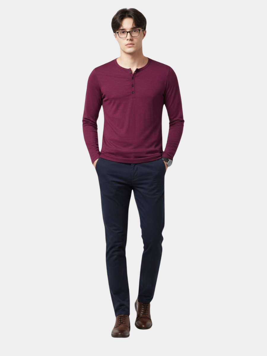 LAURENT MONACO | CHEMISE HENLEY À BOUTONS POUR HOMMES