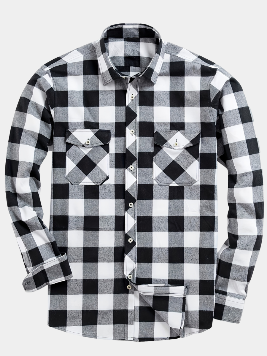 LAURENT MONACO | CHEMISE À CARREAUX ET BOUTONS POUR HOMMES