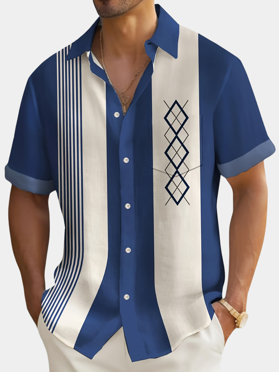 LAURENT MONACO | CHEMISE VINTAGE À MOTIFS GÉOMÉTRIQUES POUR HOMMES