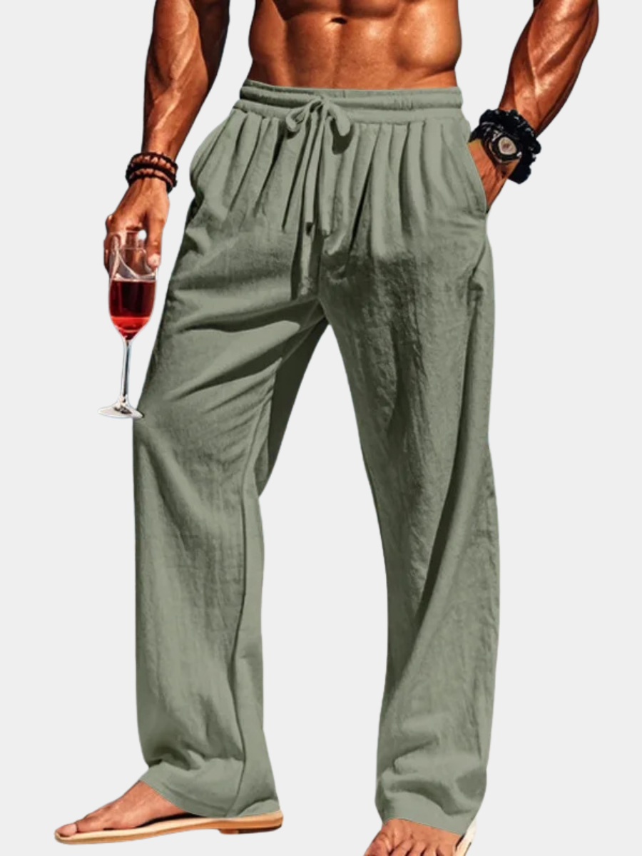 LAURENT MONACO | PANTALON LIN AZUR POUR HOMME