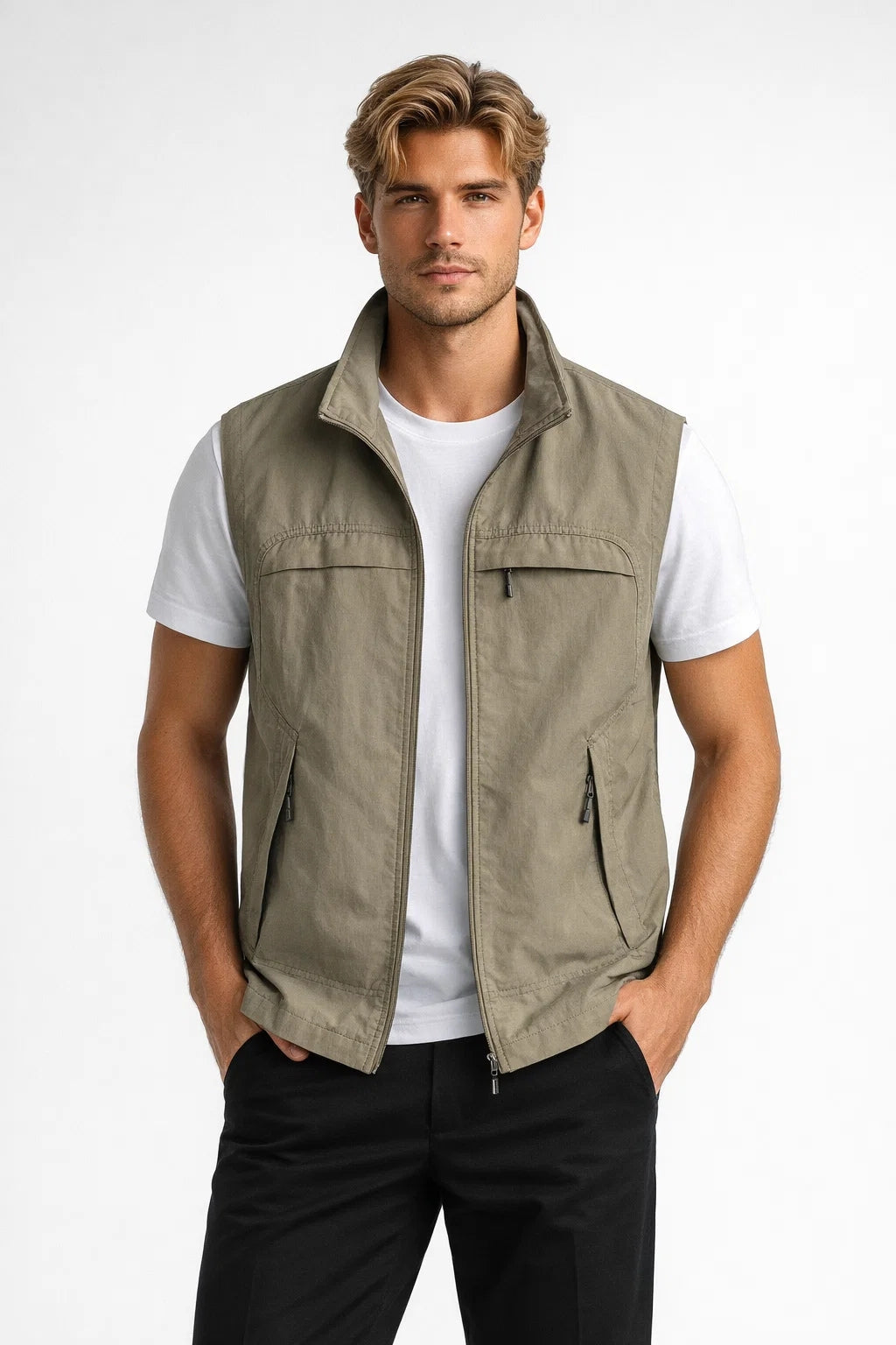 LAURENT MONACO | GILET UTILITAIRE À FERMETURE ÉCLAIR POUR HOMMES