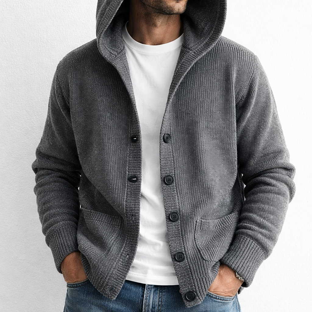 LAURENT MONACO | CARDIGAN À CAPUCHE EN MAILLE POUR HOMMES