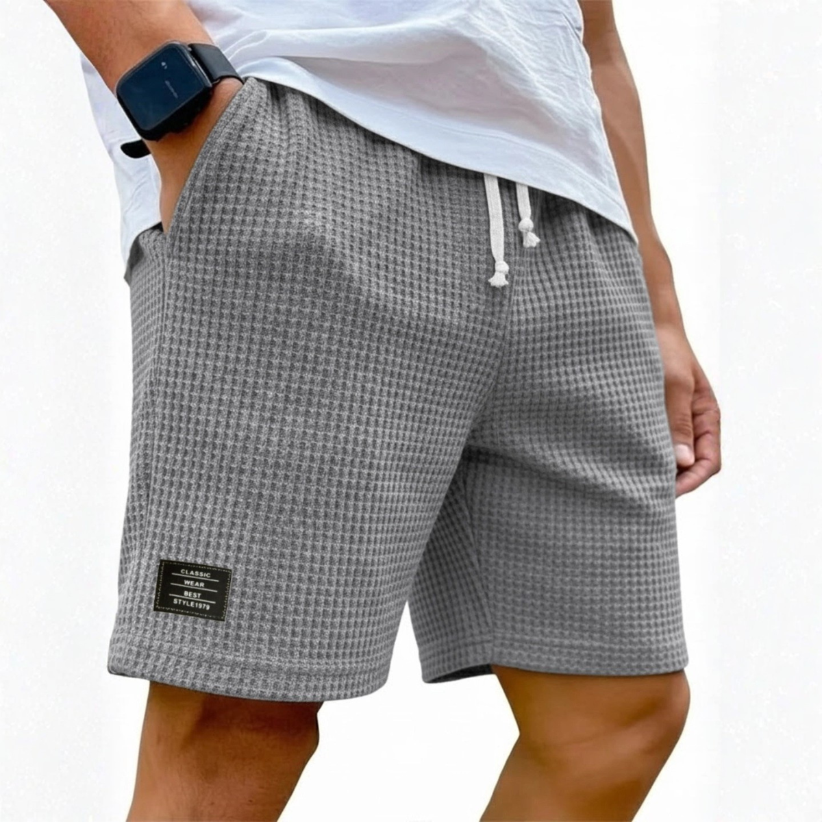 LAURENT MONACO | SHORT D'ÉTÉ EN TISSU GAUFFRÉ POUR HOMMES