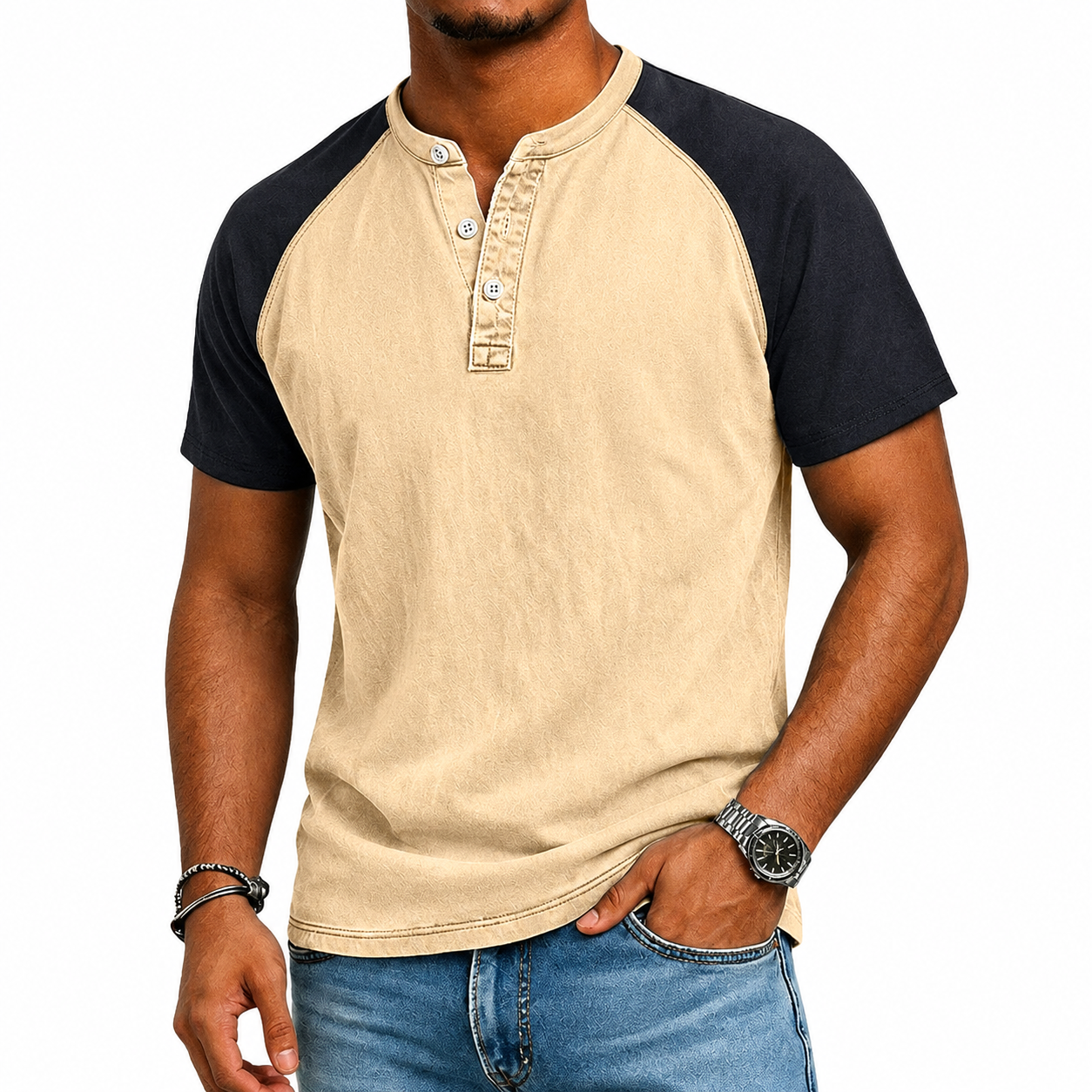 LAURENT MONACO | T-SHIRT CONTRASTÉ VINTAGE POUR HOMMES
