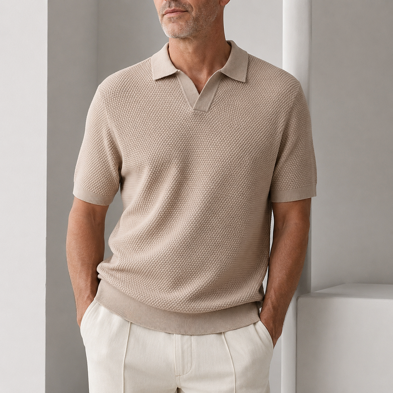 LAURENT MONACO | POLO À TEXTURE TISSÉE POUR HOMMES