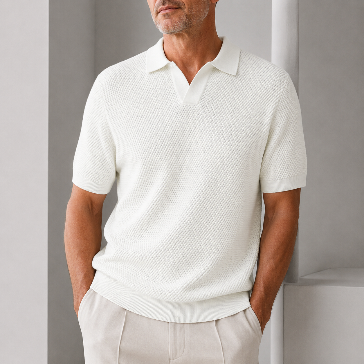 LAURENT MONACO | POLO À TEXTURE TISSÉE POUR HOMMES