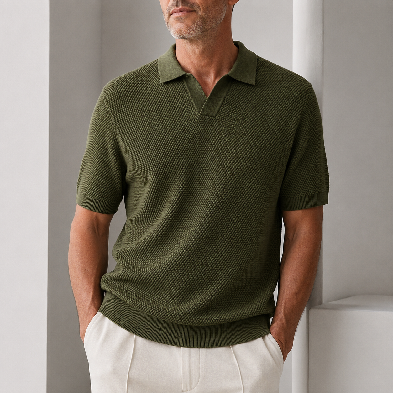 LAURENT MONACO | POLO À TEXTURE TISSÉE POUR HOMMES