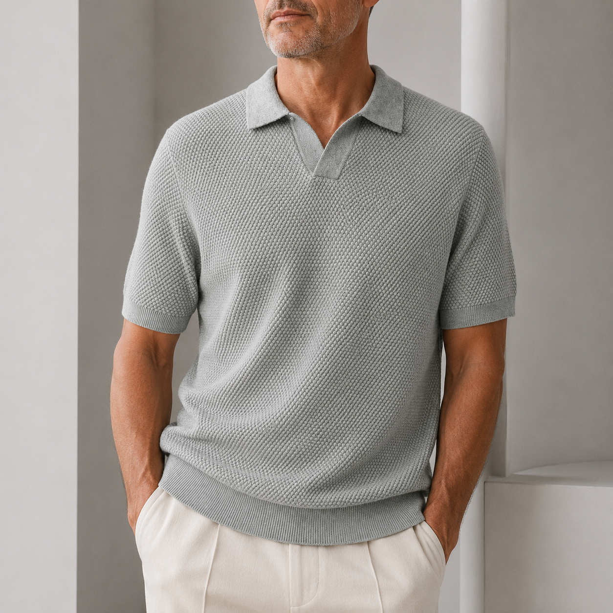 LAURENT MONACO | POLO À TEXTURE TISSÉE POUR HOMMES