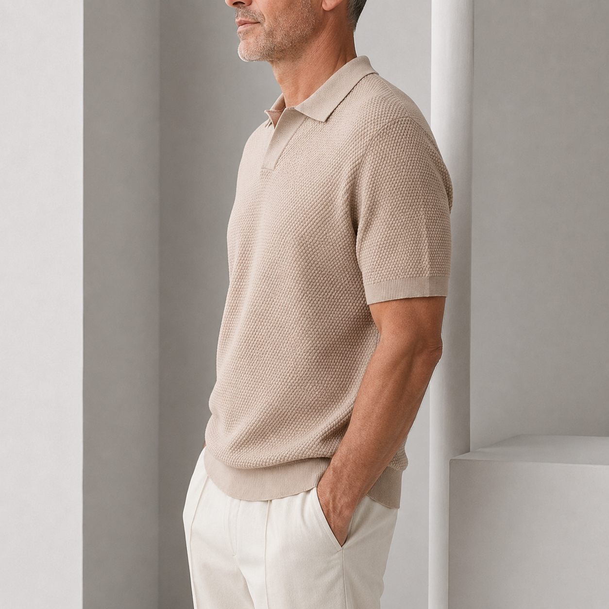 LAURENT MONACO | POLO À TEXTURE TISSÉE POUR HOMMES